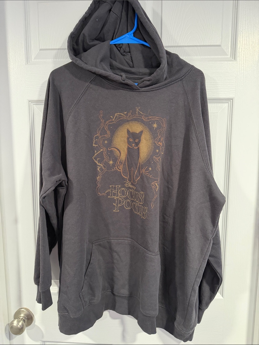 Disney Gray Hoodie with Gold Hocus Pocus Cat Graphic